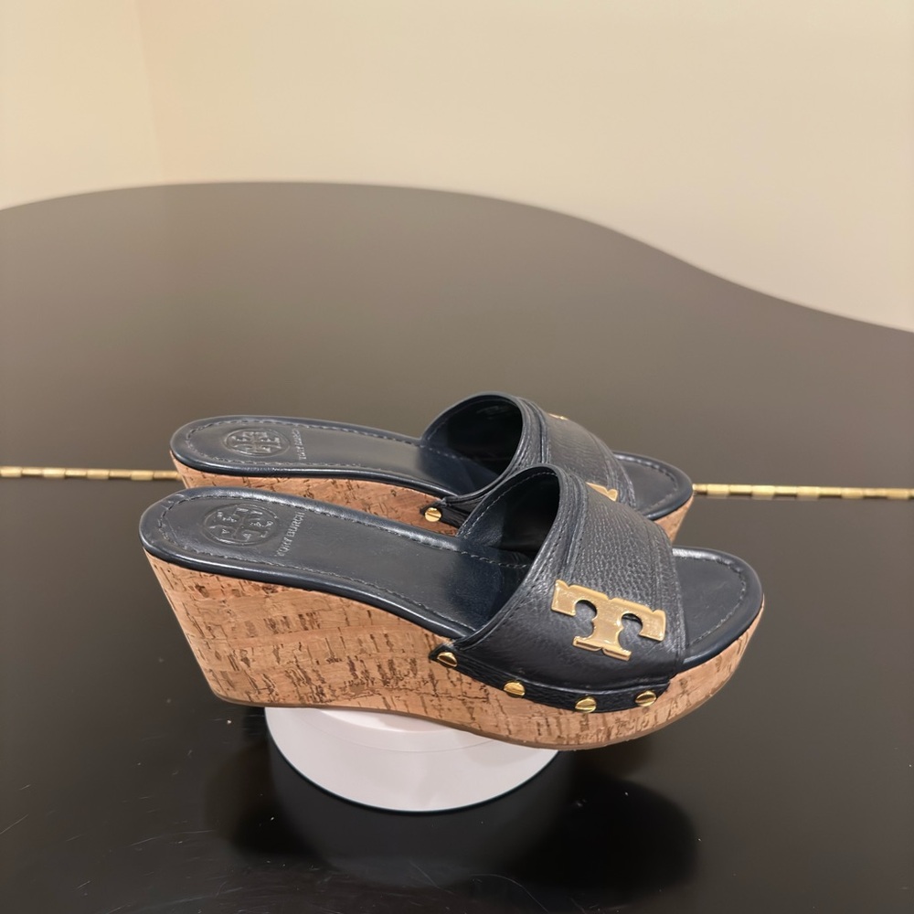 RARE authentic iconic luxury summer beach resort Tory Burch wedge/sandals/shoes - Picture 7 of 17